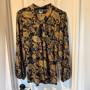Anne Klein Paisley Tie-Neck Blouse, XL